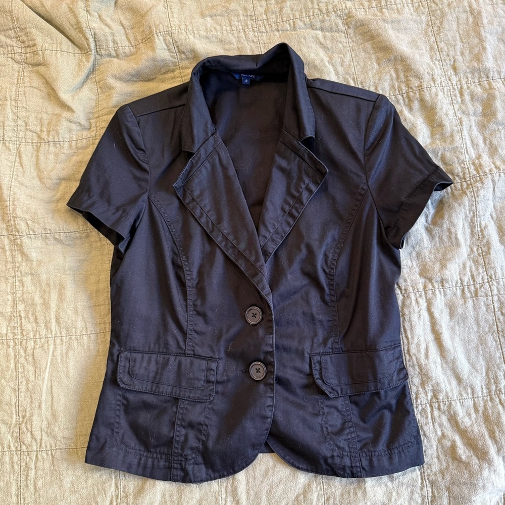 Reitmans | women's size 9 Black Short Sleeve Blazer with pockets 97% cotton